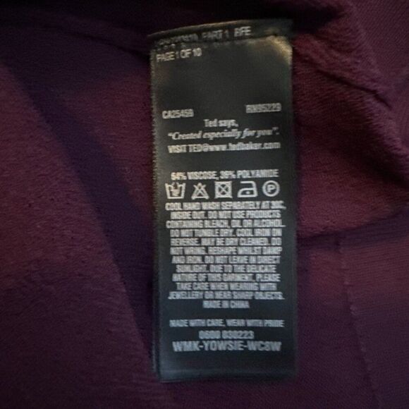 Ted Baker London Purple Ruffle Detail Long Sleeve Sweater Size 1 Viscose & Polya - Picture 6 of 7